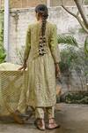 Shop_Heena Kochhar_Green Chanderi Kurta Set_at_Aza_Fashions