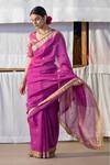 Buy_Anavila_Purple 100% Linen Saree _at_Aza_Fashions