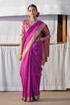 Shop_Anavila_Purple 100% Linen Saree _at_Aza_Fashions