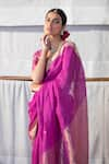 Anavila_Purple 100% Linen Saree _Online_at_Aza_Fashions