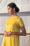 Anavila_Yellow Zari Embroidered Dress_Online_at_Aza_Fashions