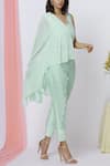 Buy_Aariyana Couture_Green Georgette V Neck Embroidered Top Pant Set  _Online_at_Aza_Fashions