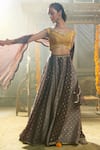 Buy_Salian By Anushree_Grey Pant Silk Blouse Modal Satin Dupatta Net Printed Top And Palazzo Set _at_Aza_Fashions