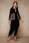 Buy_Ajiesh Oberoi_Black Velvet Kurta And Dhoti Pant Set_at_Aza_Fashions