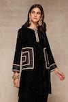 Buy_Ajiesh Oberoi_Black Velvet Kurta And Dhoti Pant Set_Online_at_Aza_Fashions