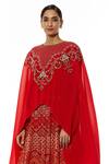 Kavita Bhartia_Red Organza, Crinkle Round Embroidered Lehenga Set _Online_at_Aza_Fashions