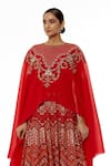 Buy_Kavita Bhartia_Red Organza, Crinkle Round Embroidered Lehenga Set _Online_at_Aza_Fashions