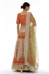 Shop_Kavita Bhartia_Orange Organza Scoop Neck Embroidered Bridal Lehenga Set _at_Aza_Fashions