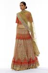 Kavita Bhartia_Orange Organza Scoop Neck Embroidered Bridal Lehenga Set _Online_at_Aza_Fashions