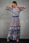 Buy_Kavita Bhartia_Blue Chiffon Round Floral Print Skirt Set  _Online_at_Aza_Fashions