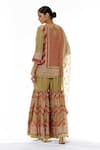 Shop_Kavita Bhartia_Green Silk Notched Round Neck Embroidered Kurta Sharara Set _at_Aza_Fashions