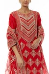 Shop_Kavita Bhartia_Pink Silk Notched Round Neck Embroidered Kurta Palazzo Set _Online_at_Aza_Fashions