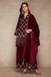 Buy_Ajiesh Oberoi_Maroon Velvet Kurta Set _at_Aza_Fashions