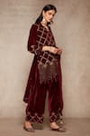 Shop_Ajiesh Oberoi_Maroon Velvet Kurta Set _at_Aza_Fashions