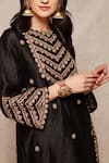 Shop_Ajiesh Oberoi_Black Kurta Raw Silk Embroidered Set _Online_at_Aza_Fashions