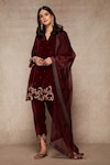 Buy_Ajiesh Oberoi_Maroon Kurta And Pant Velvet Set_at_Aza_Fashions