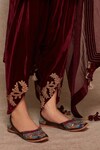 Ajiesh Oberoi_Maroon Kurta And Pant Velvet Set_at_Aza_Fashions