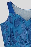 PWN_Blue Organza Embroidered Gown  _Online_at_Aza_Fashions