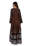 Shop_Ekru_Brown Chanderi Round Printed Gown _at_Aza_Fashions