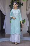 Shop_Saksh_Blue Cotton Modal Chikankari Kurta Set_at_Aza_Fashions