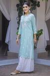 Buy_Saksh_Blue Cotton Modal Chikankari Kurta Set_Online_at_Aza_Fashions