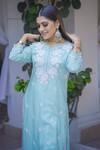 Shop_Saksh_Blue Cotton Modal Chikankari Kurta Set_Online_at_Aza_Fashions