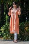 Shop_Saksh_Peach Chikankari Kurta_at_Aza_Fashions