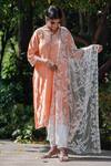 Buy_Saksh_Peach Chikankari Kurta_Online_at_Aza_Fashions