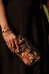 Buy_Ritu Kumar_Black Jalsa Printed Wallet_Online_at_Aza_Fashions