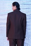 Line out line_Brown Cotton Plain Stripe Panelled Blazer  _Online_at_Aza_Fashions