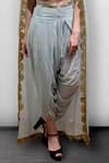 Shop_Jade By Ashima_Blue Dupion Silk Embroidery U Neck Embellished Cape And Dhoti Pant Set _Online_at_Aza_Fashions