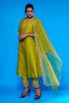 Buy_Asaga_Green Kurta Chanderi Silk- 80% Cotton Embroidered Zehra A-line Set For Women_at_Aza_Fashions