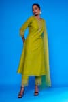Asaga_Green Kurta Chanderi Silk- 80% Cotton Embroidered Zehra A-line Set For Women_Online_at_Aza_Fashions