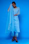 Asaga_Blue Faiz Embroidered Kurta Set_Online_at_Aza_Fashions