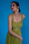 Asaga_Green Chiffon Sweetheart Neck Amer Embroidered Gown _Online_at_Aza_Fashions