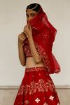 Asaga_Red Lehenga And Dupatta Organza Blouse Silk Embroidered Gulzar Bridal Set _Online_at_Aza_Fashions