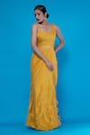 Buy_Asaga_Yellow Chiffon Embroidered Floral Motif Sweetheart Neck Khwaza Saree Gown _at_Aza_Fashions