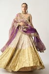 Itrh_Gold Lampi Scoop Neck Dhoop Chao Sona Chandi Bridal Lehenga Set _Online_at_Aza_Fashions