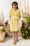 Buy_Littleens_Yellow Cotton Fringe, Embroidery Organic Peplum Dress _at_Aza_Fashions