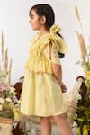Littleens_Yellow Cotton Fringe, Embroidery Organic Peplum Dress _Online_at_Aza_Fashions