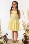 Buy_Littleens_Yellow Cotton Embroidery Organic Dress _Online_at_Aza_Fashions