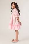 Shop_Littleens_Pink Cotton Embroidery Organic Dress _at_Aza_Fashions