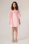 Buy_Littleens_Pink Cotton Embroidery Organic Dress _Online_at_Aza_Fashions