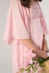 Littleens_Pink Cotton Embroidery Organic Dress _at_Aza_Fashions