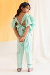 Shop_Littleens_Blue Organic Cotton Jumpsuit For Girls_at_Aza_Fashions