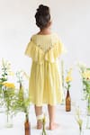 Shop_Littleens_Yellow Handloom , Embroidery Organic Cold Shoulder Dress _at_Aza_Fashions