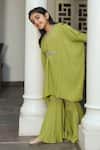 Buy_Littleens_Green Tencel Embroidery, Beads Masakali Embellished Kaftan And Sharara _Online_at_Aza_Fashions