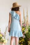 Shop_Littleens_Blue One Shoulder Dress For Girls_at_Aza_Fashions