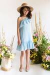 Buy_Littleens_Blue One Shoulder Dress For Girls_Online_at_Aza_Fashions