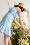 Shop_Littleens_Blue One Shoulder Dress For Girls_Online_at_Aza_Fashions